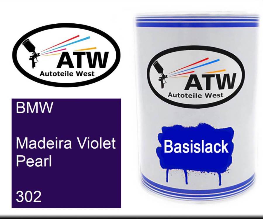 BMW, Madeira Violet Pearl, 302: 500ml Lackdose, von ATW Autoteile West.